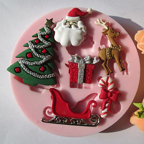 

1pc Silicone Eco-friendly Christmas For Cake For Cookie For Pie 3D Cartoon Mold Bakeware tools