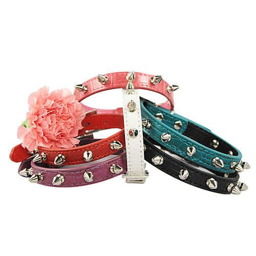 

Cat Dog Collar Rock Adjustable / Retractable Rhinestone PU Leather Purple Red Green