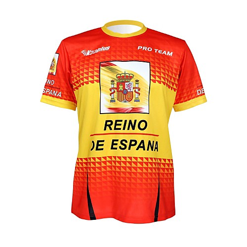 

Malciklo Men's Women's Short Sleeve Cycling Jersey Red / Yellow Spain Champion National Flag Bike Tee / T-shirt Jersey Top Mountain Bike MTB Road Bike Cycling Breathable Quick Dry Ultraviolet