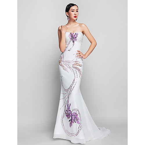 

Русалка Без бретелей С коротким шлейфом Шифон / Кружева Винтажная коллекция Выпускной / Торжественное мероприятие Платье с Пайетки / Узоры / принт от TS Couture