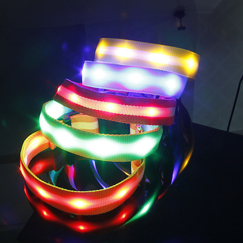 

Dog Collar LED Lights Nylon Yellow Red Pink