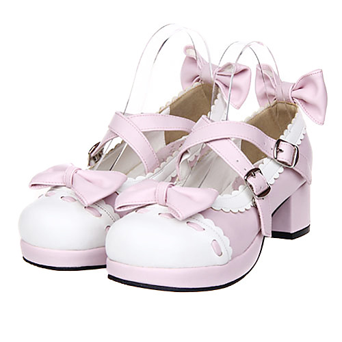 фото Туфли сладкое детство sweet lolita высокий каблук туфли бант 4.5 cm см бледно-розовый назначение жен. искусственная кожа / полиуретановая кожа костюмы на хэллоуин / принцесса Lightinthebox