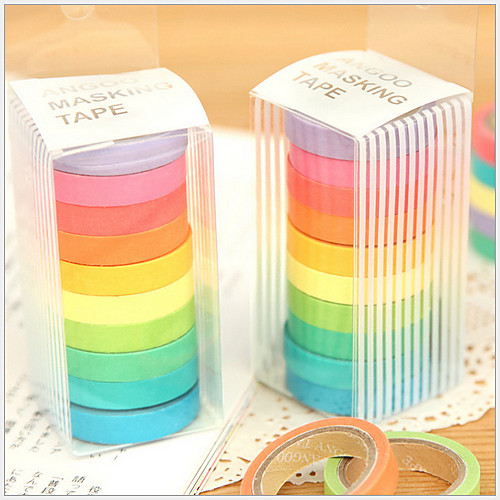 

Colorful Rainbow Design Tapes(Set Of 10) For School / Office