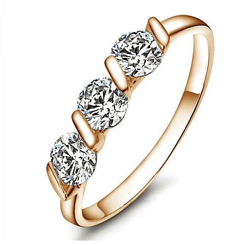 

Women's Statement Ring Synthetic Diamond Gold Gold Plated Ladies Fashion Bridal Wedding Party Jewelry Round Cut Double Past Present Future / Crystal