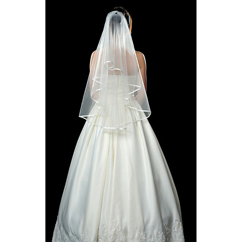 

Один слой С лентой по краю Свадебные вуали Фата до кончиков пальцев с 53,15 В (135 см) Тюль Платье-трапеция, бальное платье, платье-принцесса, платье-чехол, платье-русалка
