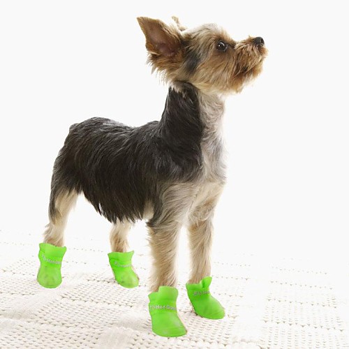

Собаки Обувь для собак Резиновые сапоги Водонепроницаемость Однотонные Симпатичные Стиль Для домашних животных Силикон Ластик PVC Черный