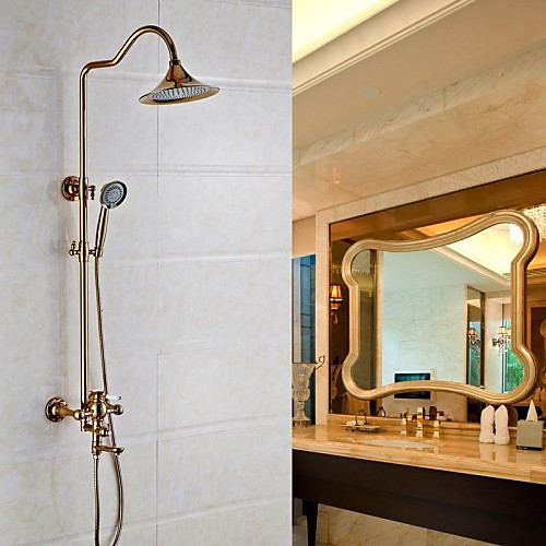 

Смеситель для душа - Античный Золотая роза На стену Керамический клапан Bath Shower Mixer Taps / Латунь