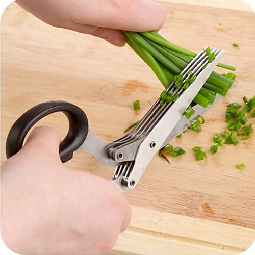 

5-слойный кухонный ножницы из нержавеющей стали измельченный зеленый лук ножницы суши резак
