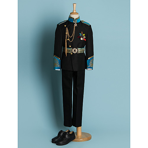 

Black Polyester Ring Bearer Suit - 4 Pieces Includes Jacket / Waist cummerbund / Shirt