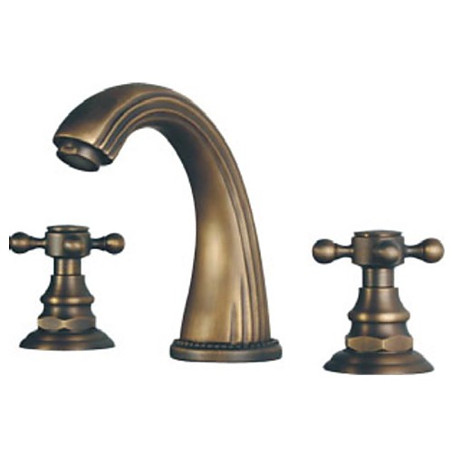 

Bathroom Sink Faucet - Widespread Antique Brass Widespread Three Holes / Two Handles Three HolesBath Taps
