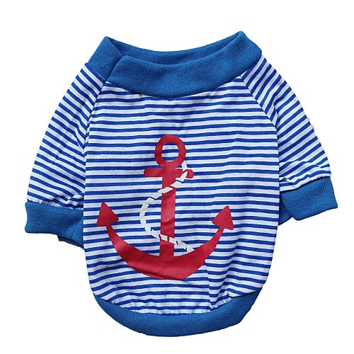 

Cat Dog Shirt / T-Shirt Dog Clothes Breathable Red Blue Costume Cotton Stripes XS S M L