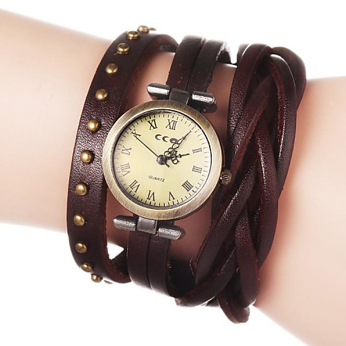 

Women's Bracelet Watch Quartz Quilted PU Leather Black / White / Blue Hot Sale Analog Flower Bohemian Fashion - Blue Light Brown Dark Brown