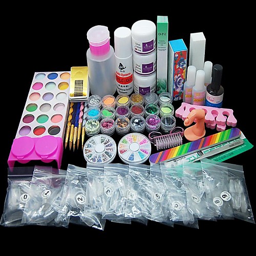 

82PCS Acrylic Powder Liquid Brush Primer File UV Glue Nail Set Kits