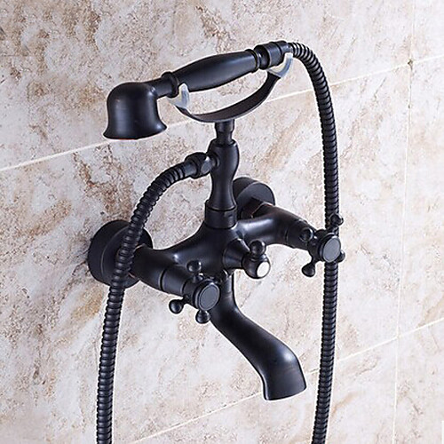 

Смеситель для ванны - Традиционный Начищенная бронза Ванна и душ Керамический клапан Bath Shower Mixer Taps / Две ручки двумя отверстиями