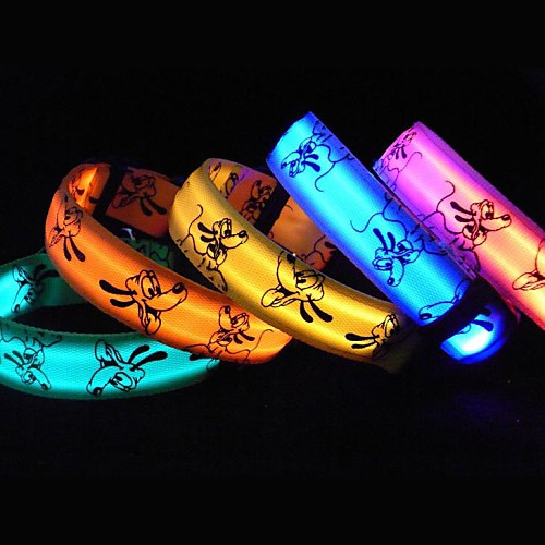 

Cat Dog Collar Light Up Collar LED Lights PU Leather Yellow Red