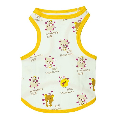 

Cat Dog Shirt / T-Shirt Dog Clothes Yellow Costume Cotton Animal Cartoon XS S M