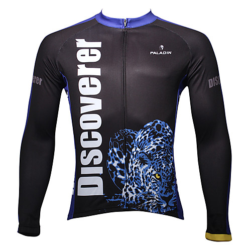 

ILPALADINO Men's Long Sleeve Cycling Jersey Black Leopard Bike Jersey Top Mountain Bike MTB Road Bike Cycling Thermal / Warm Breathable Quick Dry Sports 100% Polyester Clothing Apparel