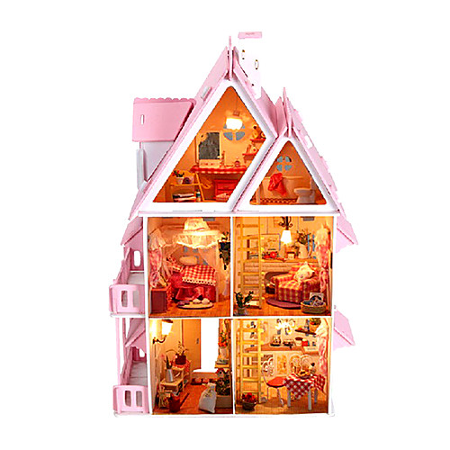 

поделки миниатюрный солнечный свет Алиса кукольный домик вилла с мебелью и огни игрушки
