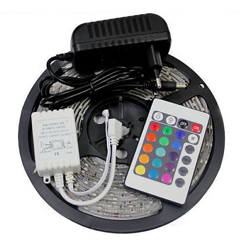 

ZDM 5M 300 x 2835 8mm RGB Tiktok LED Strip Lights Flexible and IR 24Key Remote Control with EUUS12V2A Power AC100-240V