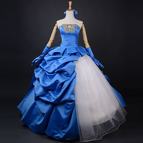 

Inspired by Fate / Zero Saber Anime Cosplay Costumes Japanese Cosplay Suits Patchwork Sleeveless Dress Gloves Headband For Women's / Satin