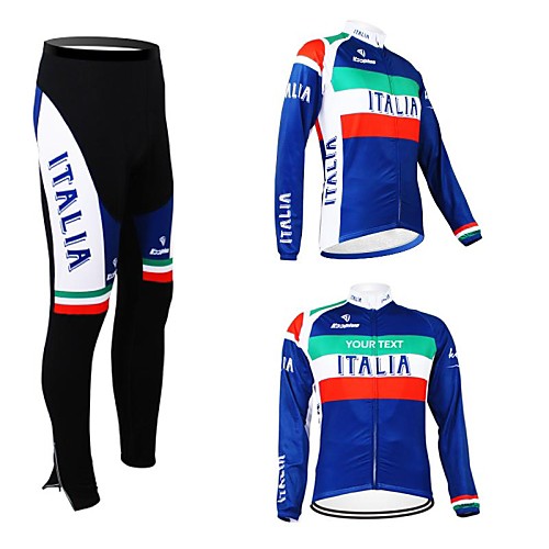

Customized Cycling Clothing Men's Women's Long Sleeve Cycling Jersey with Tights Italy National Flag Bike Clothing Suit Thermal / Warm Fleece Lining Breathable Waterproof Zipper Reflective Strips