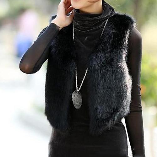 

Women's Solid Colored Faux Fur Black / Screen Color