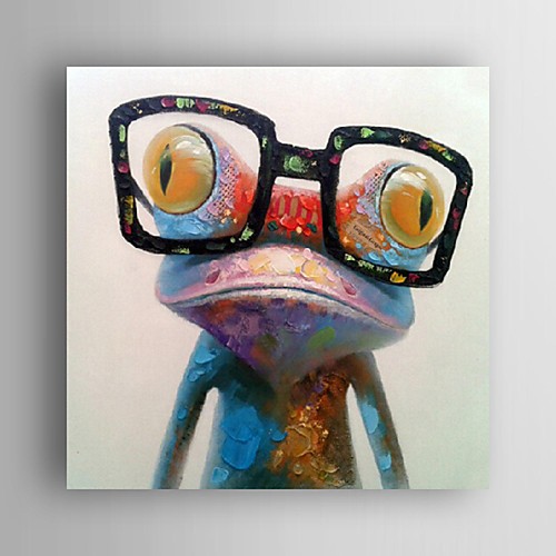 

ручная роспись масляной живописи животных поп-арт счастливая лягушка в очках на холсте стены искусства