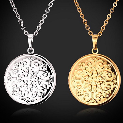 

Women's Choker Necklace Pendant Necklace Lockets Necklace Floating Locket Cameo Engraved Ladies Fashion Copper Platinum Plated Gold Plated Silver Golden Necklace Jewelry For Wedding Party Daily Casual