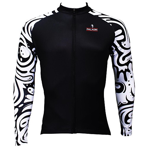 

ILPALADINO Men's Long Sleeve Cycling Jersey Black / White Patchwork Bike Jersey Top Mountain Bike MTB Road Bike Cycling Breathable Quick Dry Ultraviolet Resistant Sports 100% Polyester Clothing