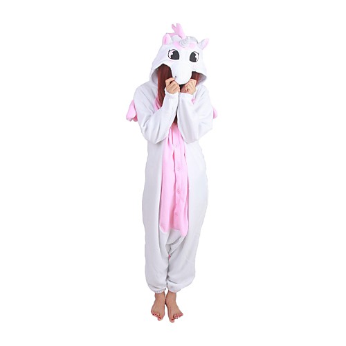 

Взрослые Пижамы кигуруми Unicorn Животный принт Цельные пижамы Флис Белый Косплей Для Муж. Жен. Нижнее и ночное белье животных Мультфильм Фестиваль / праздник костюмы