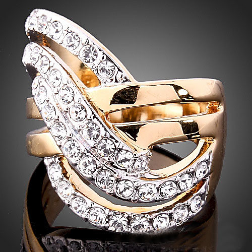 

Women's Statement Ring Cubic Zirconia tiny diamond Screen Color Cubic Zirconia Gold Plated Imitation Diamond Ladies Unusual Luxury Wedding Party Jewelry Pave