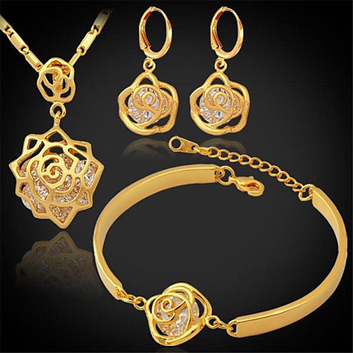 

AAA Cubic Zirconia Jewelry Set Ladies Zircon Cubic Zirconia Platinum Plated Earrings Jewelry Silver / Golden For Wedding Party Daily Casual Sports / Gold Plated / Necklace / Bracelets & Bangles