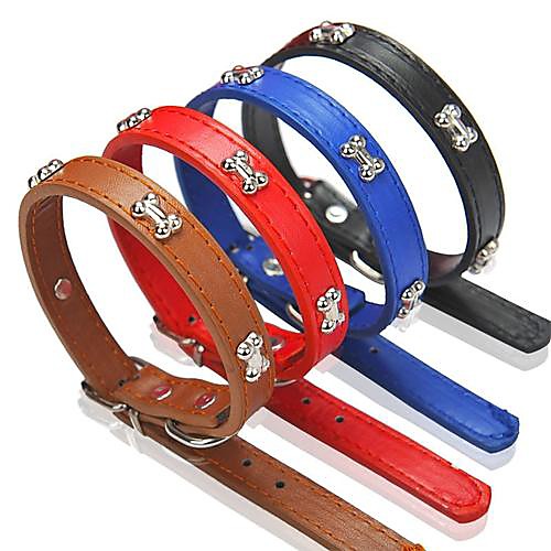 

Dog Collar Adjustable / Retractable PU Leather Red Blue Brown