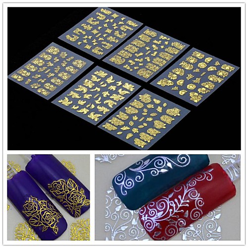 

6 pcs 3D Nail Stickers nail art Manicure Pedicure Flower / Fashion Daily