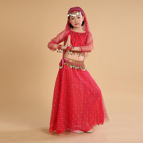 

Belly Dance Outfits Training / Performance Polyester / Chiffon Coin / Tassel 3/4 Length Sleeve Natural