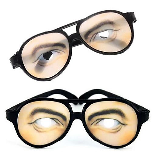 

1 Pair Men Eye Print Practical Joke Funny Glasses for Halloween Costume Party(15.5x6cm)