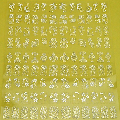 

1x 108 pcs 3d white flower nail art stickers