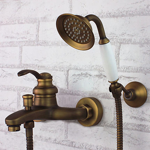 

Смеситель для душа - Античный Старая латунь Ванна и душ Керамический клапан Bath Shower Mixer Taps / Латунь / Одной ручкой три отверстия
