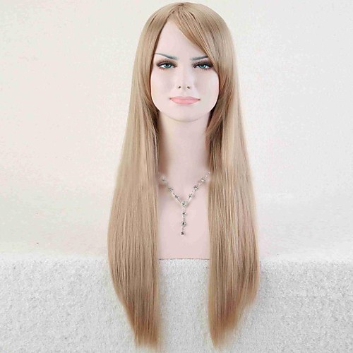 

Synthetic Wig Straight Minaj Style Asymmetrical Wig Golden Light Blonde Synthetic Hair 25 inch Women's Natural Hairline Golden Blonde Wig Long