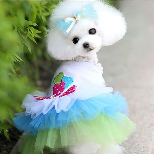 

Dog Dress Dog Clothes Heart Pink Cotton Costume For Summer