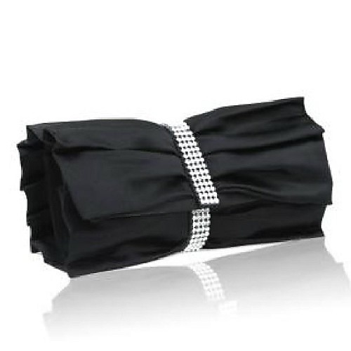 

Women Evening Bag Silk Satin Event/Party Crystal/ Rhinestone Without Zipper White Black Gray Ruby