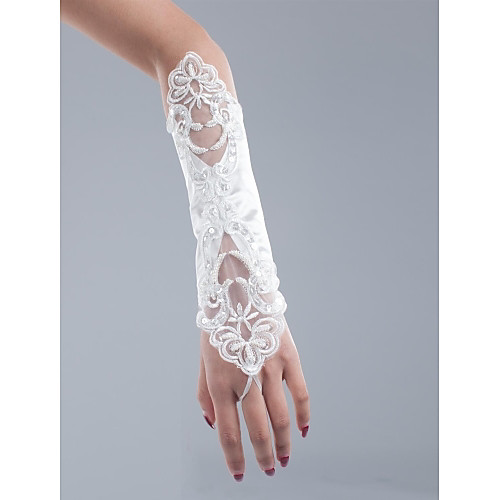 

Net / Cotton Wrist Length / Opera Length Glove Charm / Stylish / Bridal Gloves With Embroidery / Solid