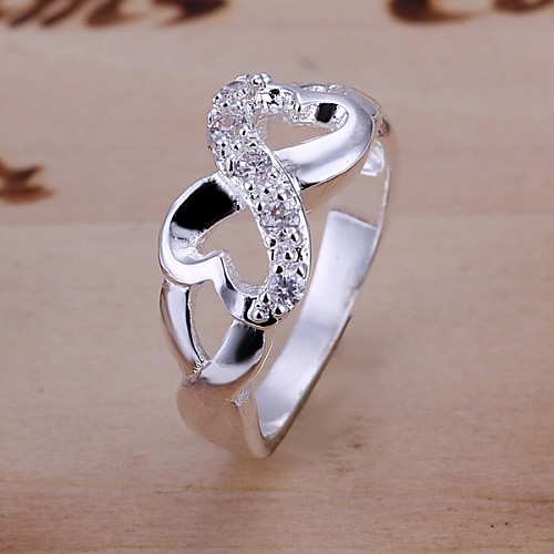 

Women's Statement Ring Synthetic Diamond Silver Plated Imitation Diamond Ladies Luxury Wedding Party Jewelry Infinity / Zircon