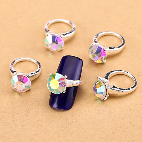 

new 10pcs ab nail art jewelry pinkie nail rings alloy rhinestone aryclic nail tips decorations