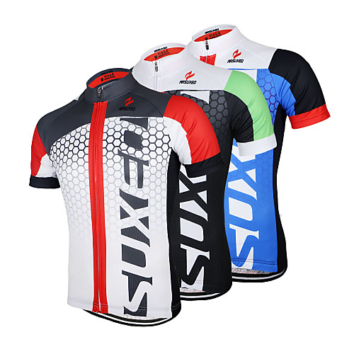 

Arsuxeo Men's Short Sleeve Cycling Jersey WhiteRed Black / Green Black / Blue Patchwork Bike Jersey Top Mountain Bike MTB Road Bike Cycling Breathable Quick Dry Anatomic Design Sports 100% Polyester
