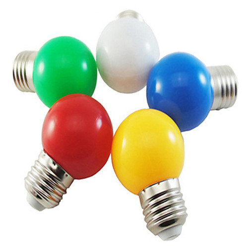 

5шт цветной e27 1w энергосберегающий 6 светодиодных лампочек шаровой лампы diy белый зеленый желтый синий красный цвет яркий ac220-240v