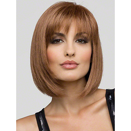 

Human Hair Wig Short Straight Bob Short Hairstyles 2019 Straight With Bangs Capless Women's Black Blonde Brown With Blonde 12 inch