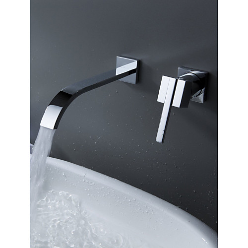 

Смеситель для ванны - Современный Хром На стену Керамический клапан Bath Shower Mixer Taps / Одной ручкой Два отверстия