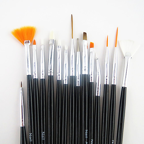 

15PCS Black Handle Nail Art Design Painting Drawing Pen Brush Set&5PCS 2-way Dotting Marbleizing Pen Tool