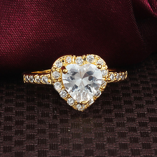 

18K Gold Love Heart Shape Statement Rings Party/Daily 1pc